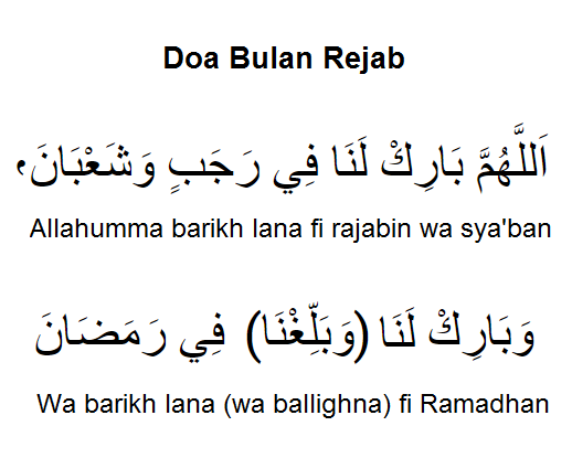 Doa Bulan Rejab Panduan Rumi Dan Teks Arab Aku Muslim