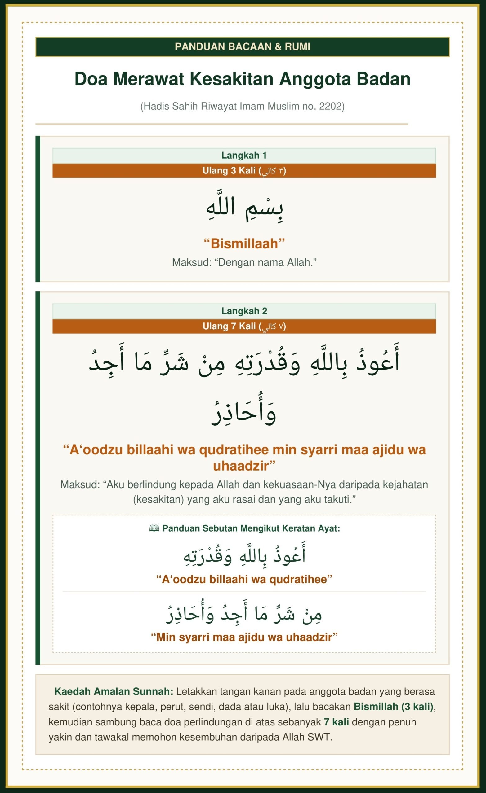 Doa 3 Kali Bismillah dan 7 Kali Perlindungan Dari Kesakitan