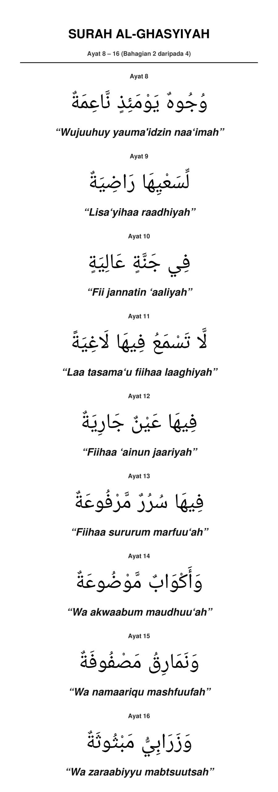 Panduan Rumi Surah Al-Ghasyiyah Ayat 8 hingga 16